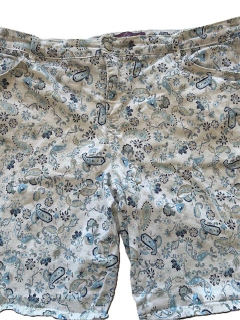 Gloria Vanderbilt 18W Bermuda Shorts Paisley Blue White